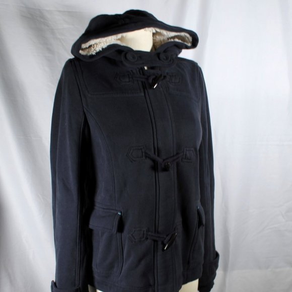 American Eagle Navy Sherpa Hooded Heavy Jacket Size Med 2010s - Picture 2 of 7